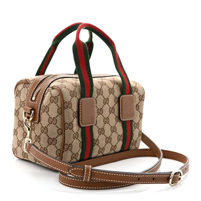 Gucci GG Supreme Web Mini GG Top Handle Bag Beige Ebony Dark Brown 3 of 10