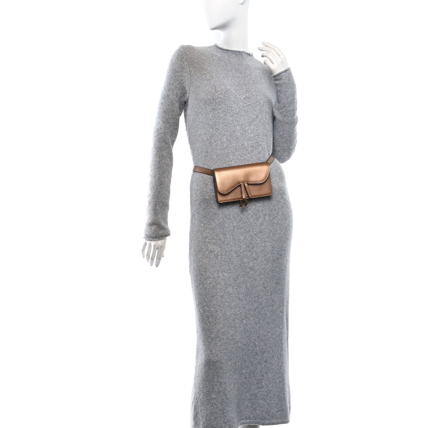 Christian Dior Metallic Grained Calfskin Saddle Belt Bag Gold 2 of 12