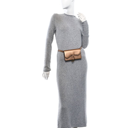 Christian Dior Metallic Grained Calfskin Saddle Belt Bag Gold 2 of 12