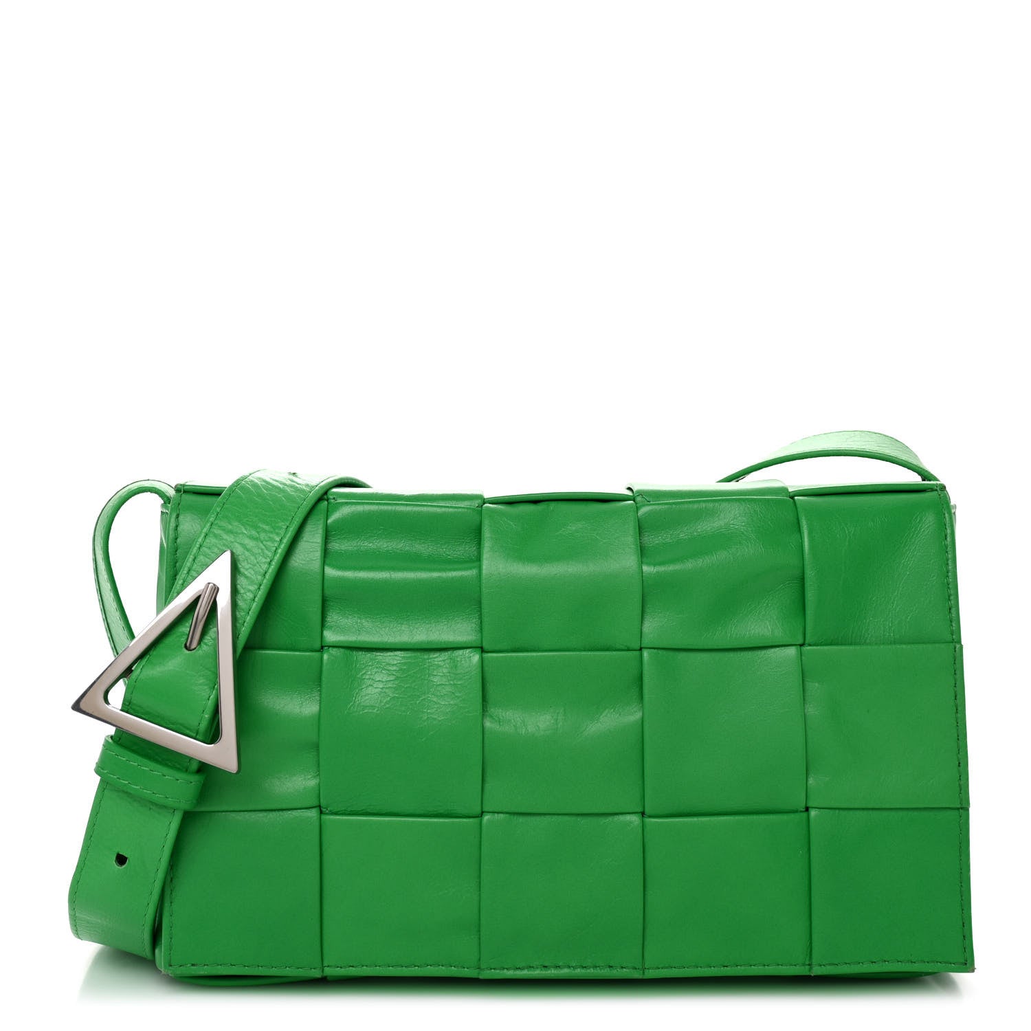 Bottega Veneta Paper Calfskin Maxi Intreccio Cassette Crossbody Bag Grass 1 of 8