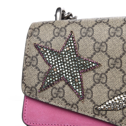 Gucci GG Supreme Monogram Suede Pierced Heart Embroidered Medium Dionysus Shoulder Bag Beige Ebony Pink Tropical Flower 12 of 16