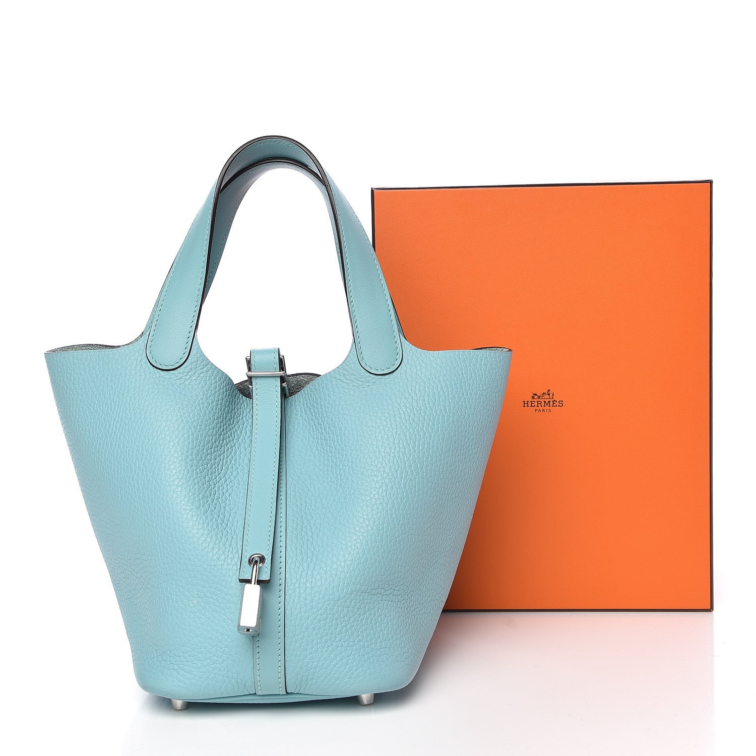 Hermes Taurillon Clemence Picotin Lock 18 PM Bleu Atoll 11 of 11