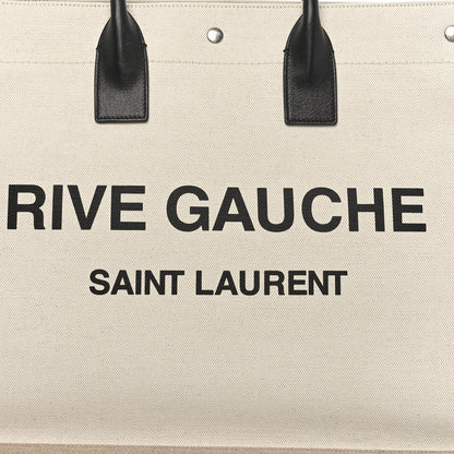 Saint Laurent Linen Calfskin Rive Gauche Tote Greggio Natural 8 of 10
