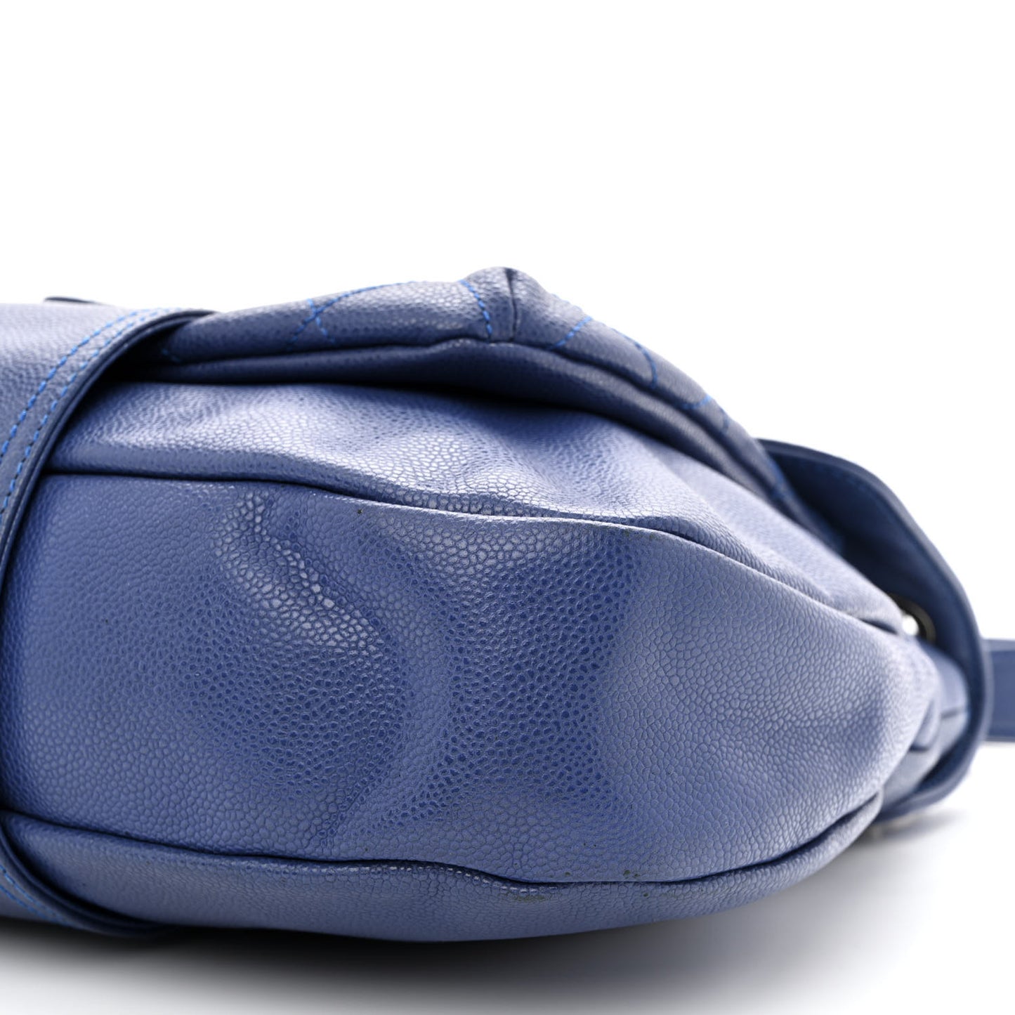 Glazed Caviar Coco Rider Flap Hobo Navy Blue