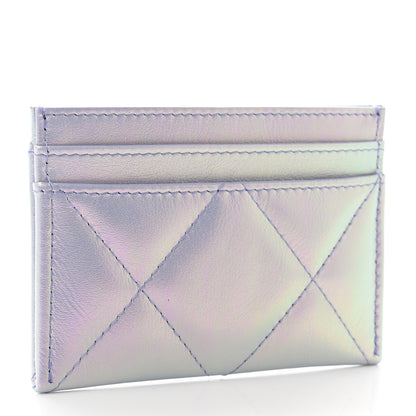 Chanel Iridescent Calfskin Quilted Chanel 19 Card Holder Light Purple 3 of 9