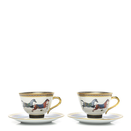 Hermes Porcelain Cheval d'Orient Tea Cup and Saucer Set of 2 1 of 10
