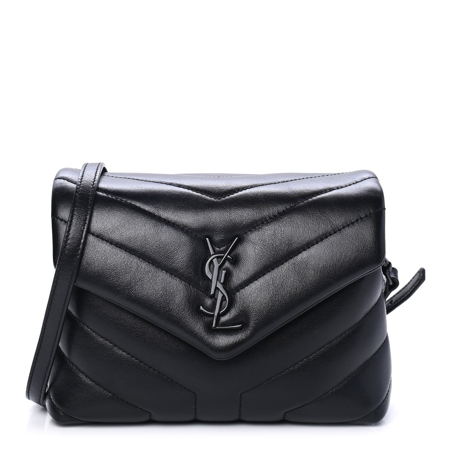 Calfskin Y Quilted Monogram Toy Loulou Crossbody Bag Black