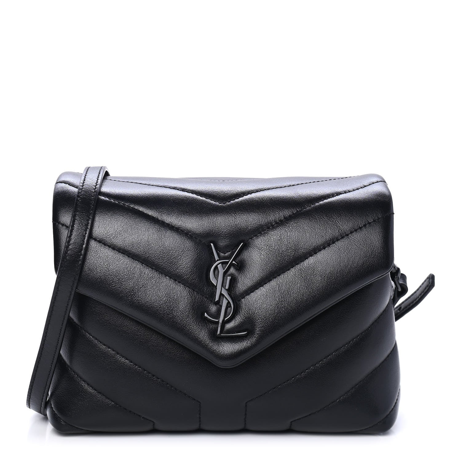 Saint Laurent Calfskin Y Quilted Monogram Toy Loulou Crossbody Bag Black 1 of 4