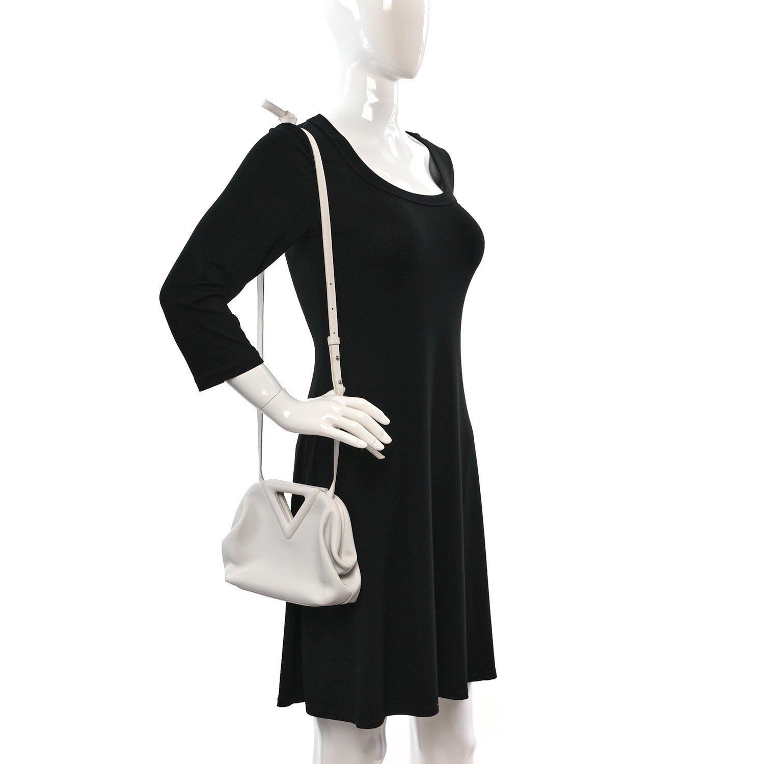 Bottega Veneta Calfskin The Point Triangle Bag Chalk 2 of 12