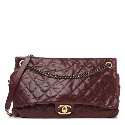 Chanel Crumpled Grained Calfskin Quilted Maxi Shiva Flap Bordeaux 1 of 13
