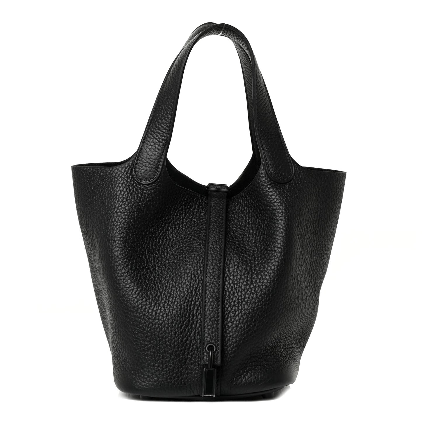 Taurillon Clemence Monochrome Picotin Lock 18 PM Black