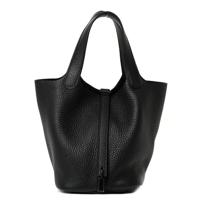 Hermes Taurillon Clemence Monochrome Picotin Lock 18 PM Black 1 of 10