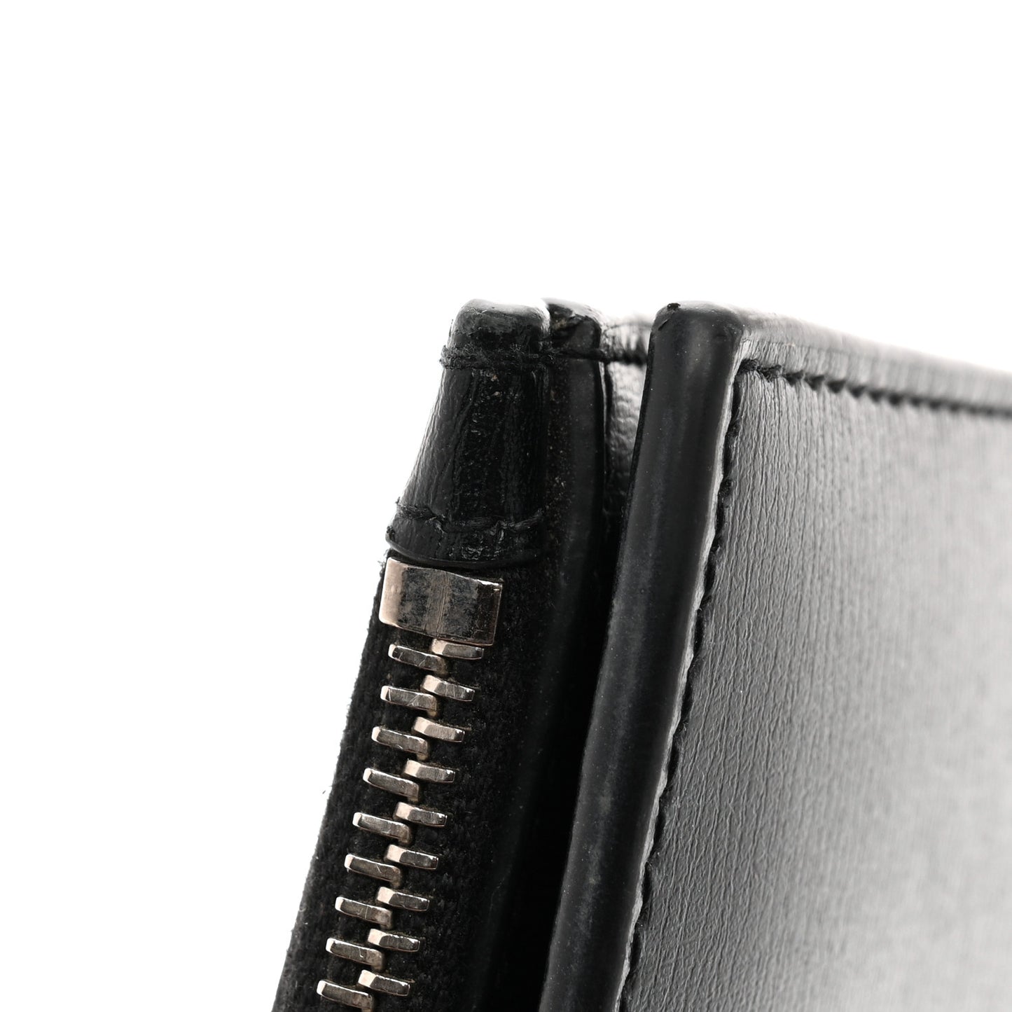 Calfskin Monogram Bi Fold Zipped Wallet Black