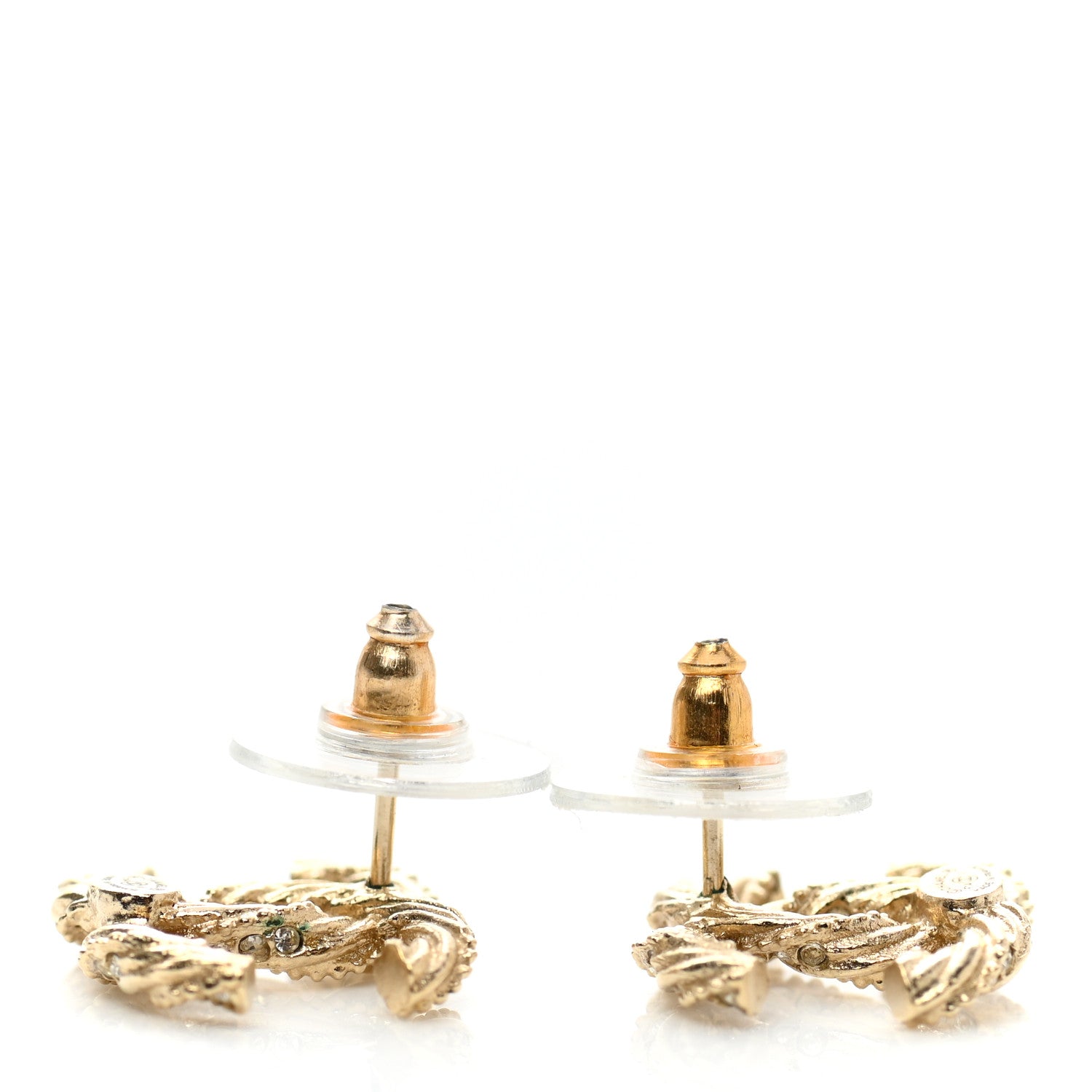 Chanel Crystal Twisted CC Earrings Gold 3 of 5
