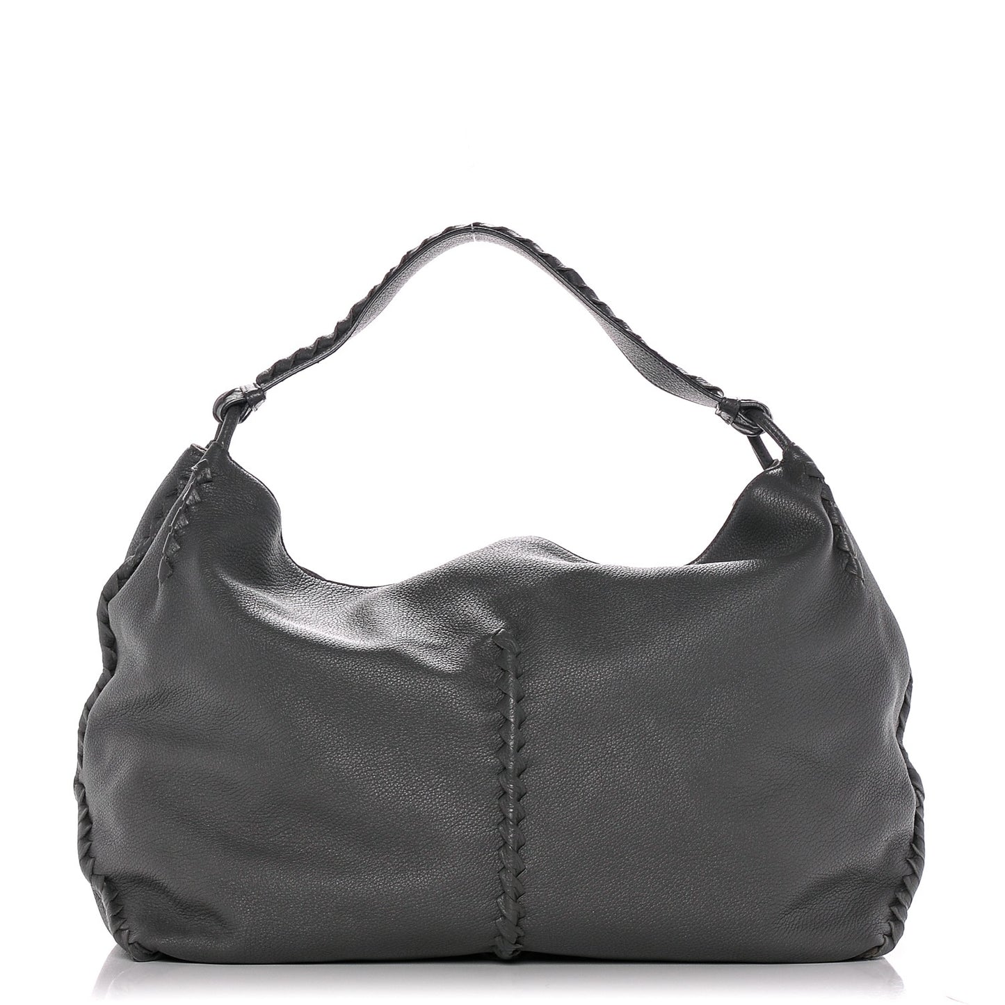Washed Cervo Deerskin Shoulder Bag New Light Grey