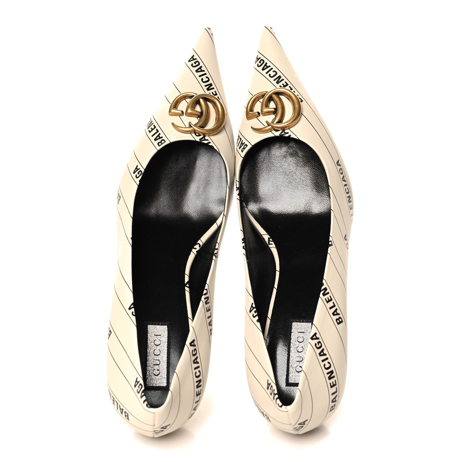 Gucci X BALENCIAGA Nappa Charlotte Allover Logo GG Pumps 39 Mystic White Black 2 of 10