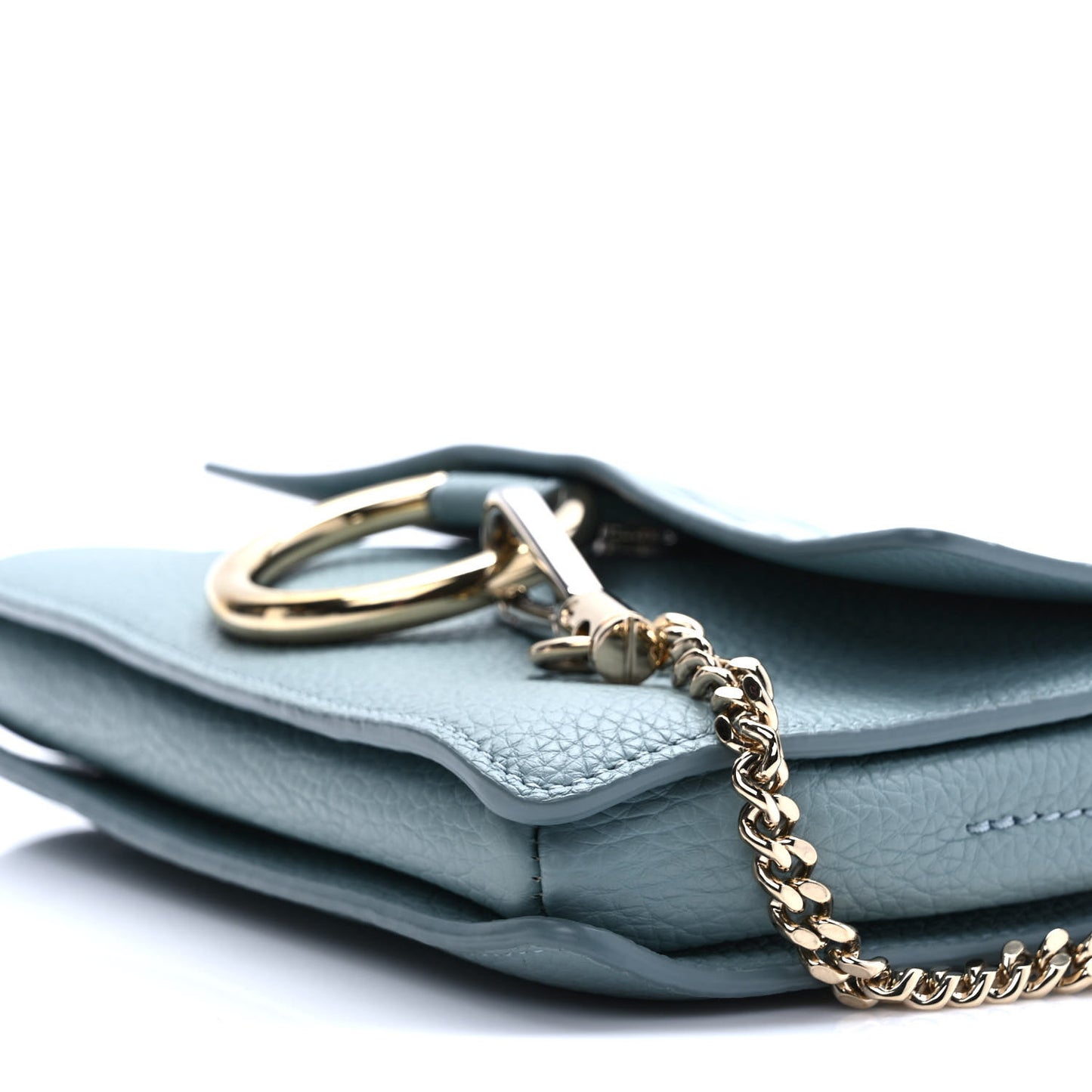 Calfskin Crocodile Embossed Small Faye Shoulder Bag Faded Blue