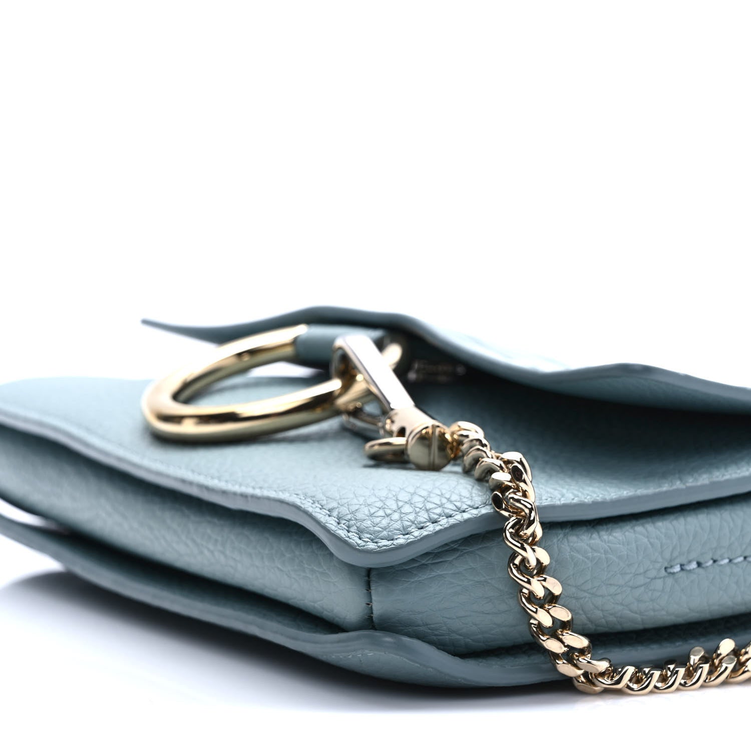 Chloe Calfskin Crocodile Embossed Small Faye Shoulder Bag Faded Blue 7 of 7
