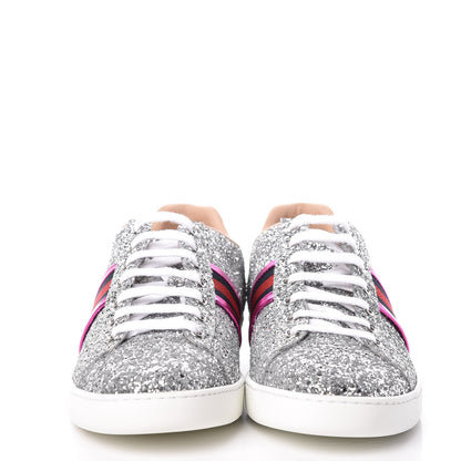 Gucci Glitter Web Ace Sneakers 42 Silver 2 of 9