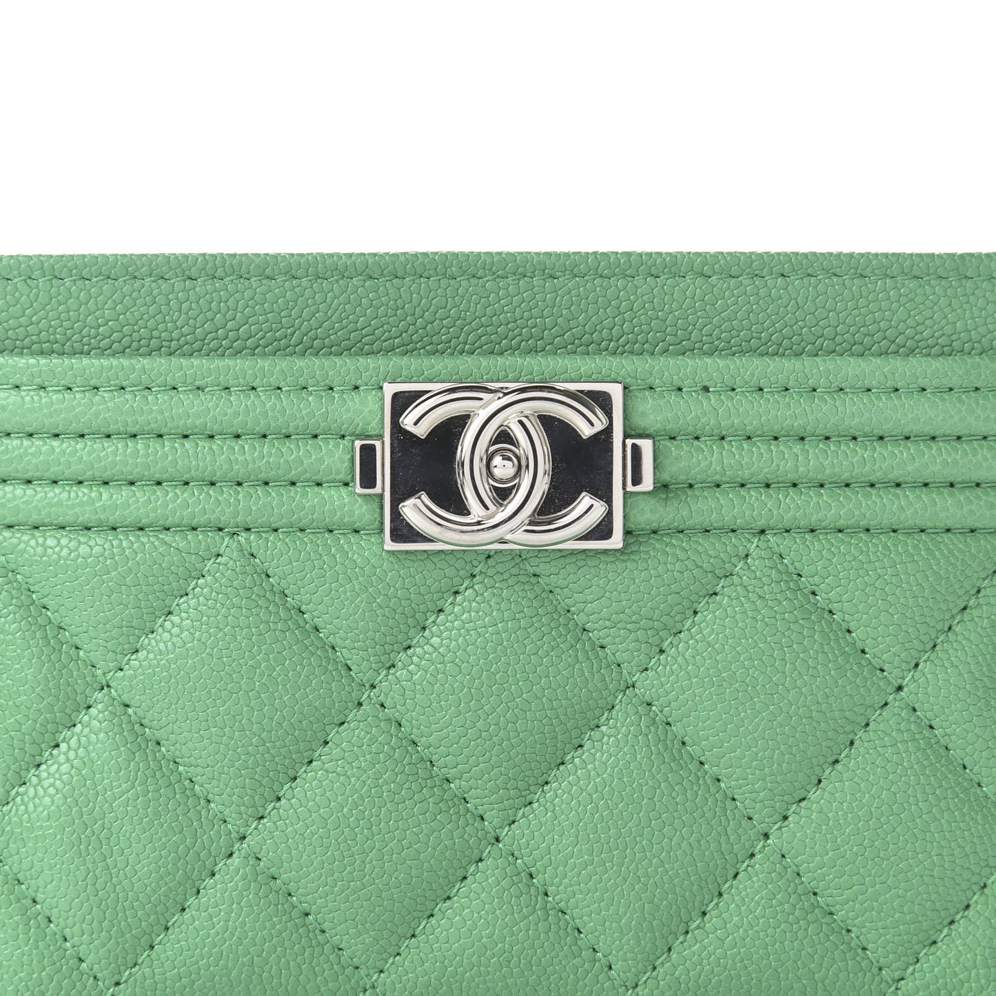 Caviar Quilted Boy Card Holder Green