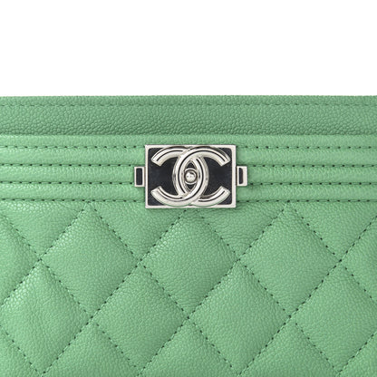 Chanel Caviar Quilted Boy Card Holder Green 11 of 12