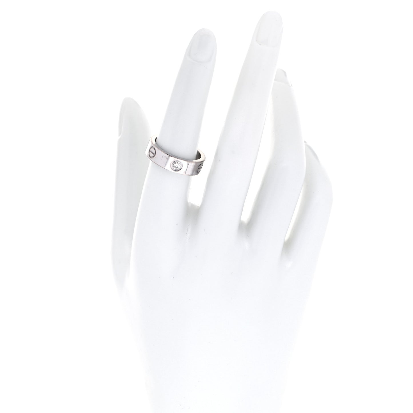 18K White Gold 3 Diamond 5.5mm LOVE Ring 54 6.75