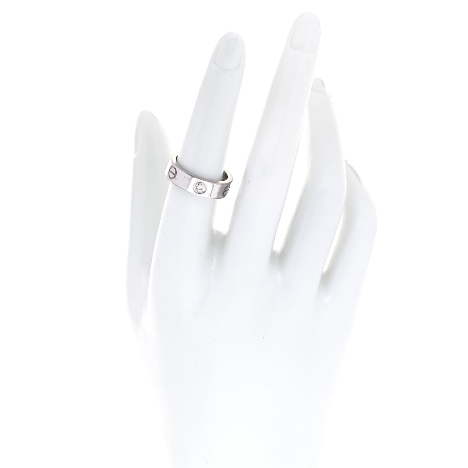 Cartier 18K White Gold 3 Diamond 5.5mm LOVE Ring 54 6.75 2 of 6