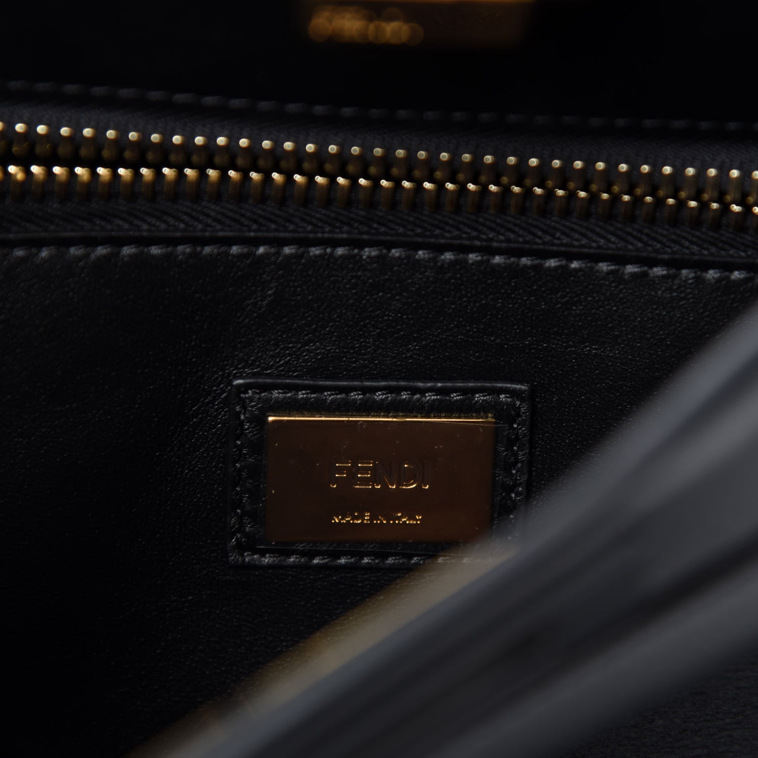 Fendi Vitello Seta Shiny Nappa Medium Peekaboo Iconic Satchel Black 10 of 12