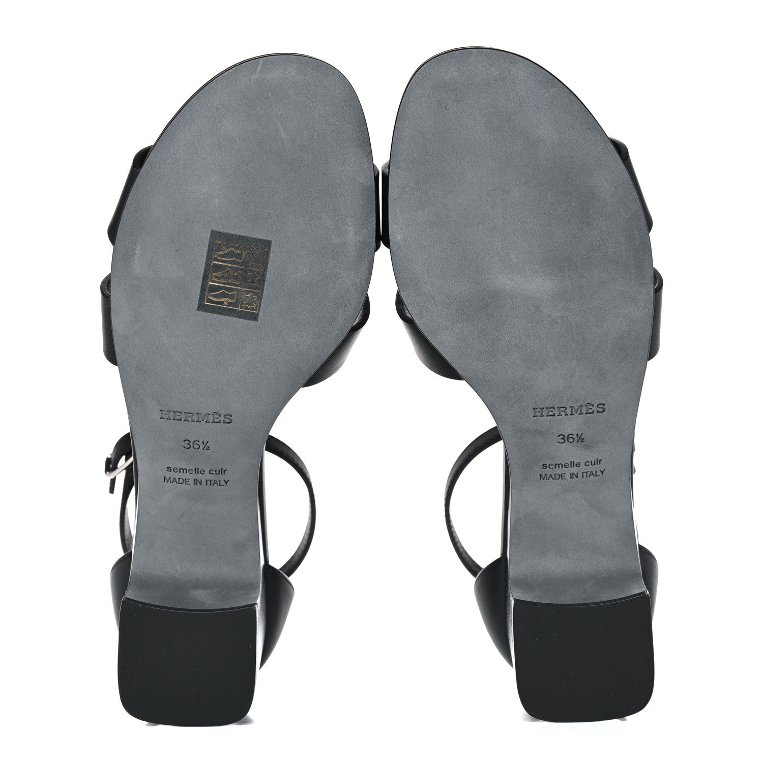 Hermes Calfskin Encens 50 Sandals 36.5 Black 5 of 11
