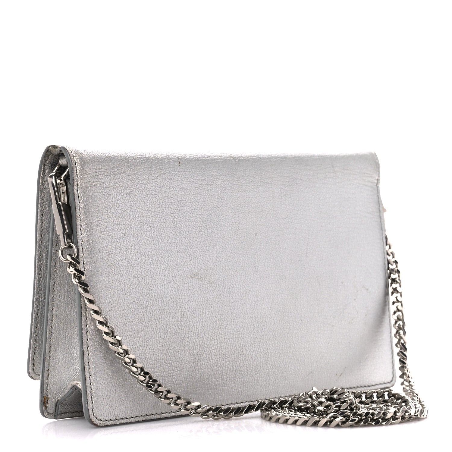 Givenchy Metallic Sugar Goatskin Pandora Chain Wallet Silver 3 of 11