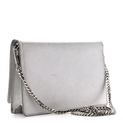 Givenchy Metallic Sugar Goatskin Pandora Chain Wallet Silver 3 of 11
