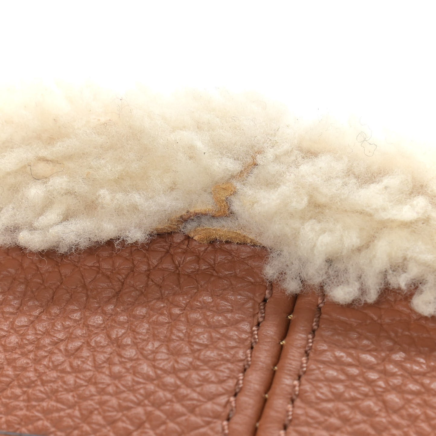 Calfskin Shearling Small Marcie Saddle Bag Caramel