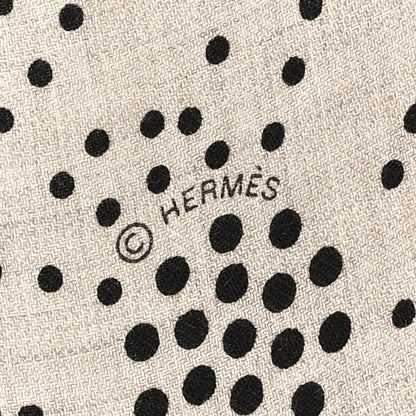 Hermes Cashmere Silk Brandebourgs Points Shawl 140 Naturel Black Vermillon 3 of 5