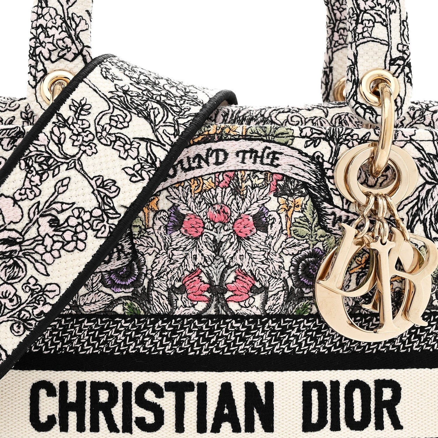 Christian Dior Canvas Around the World Embroidered Medium Lady D-Lite White Multicolor 8 of 11