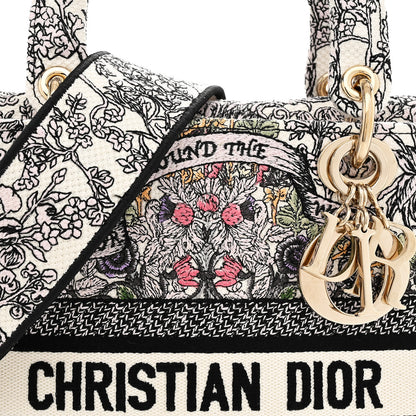 Christian Dior Canvas Around the World Embroidered Medium Lady D-Lite White Multicolor 8 of 11