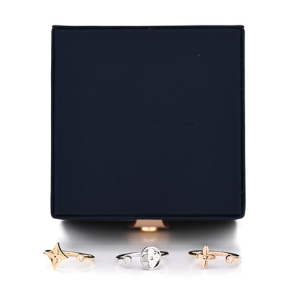 Louis Vuitton 18K Yellow Pink White Gold Diamond Idylle Blossom Ring 3 Set 54 6.75 6 of 6