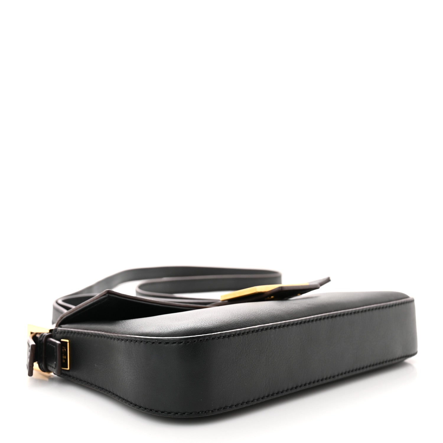 Fendi Vitello Flamingo Enamel Baguette Black 4 of 12