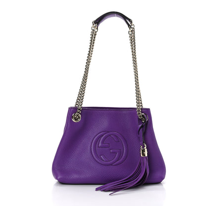 Gucci Pebbled Calfskin Small Soho Chain Shoulder Bag Shine Purple 1 of 9