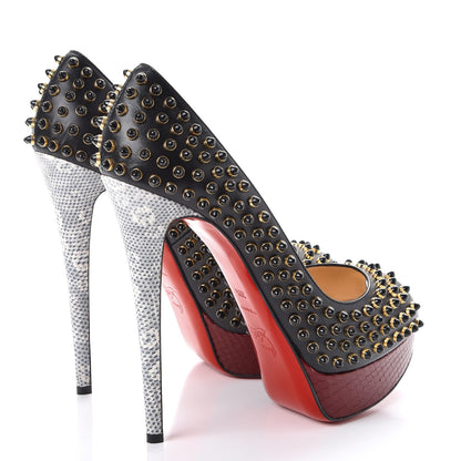 Christian Louboutin Kid Watersnake Lady Peep Cabo 150 Pumps 39.5 Black 4 of 9