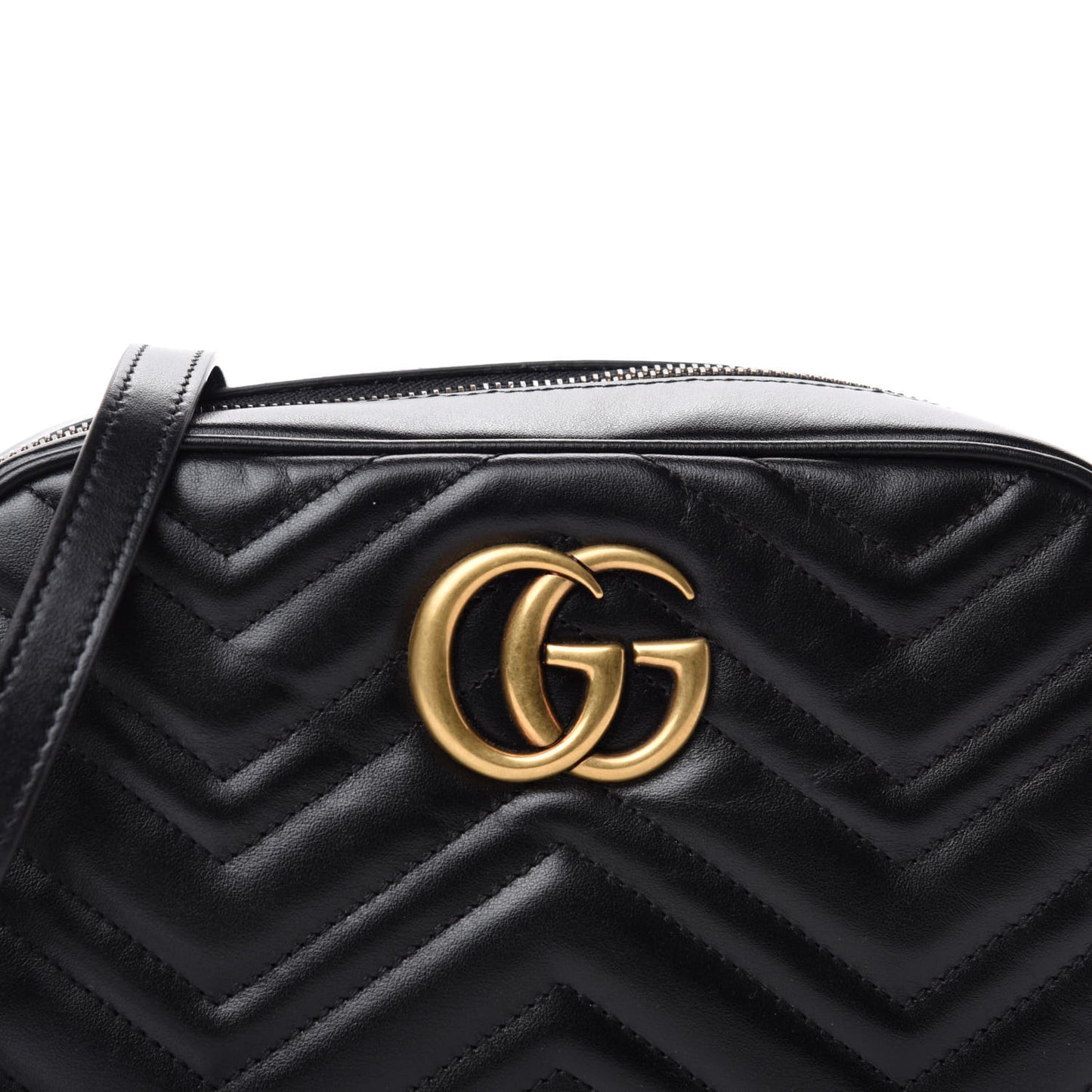 Calfskin Matelasse Small GG Marmont Chain Shoulder Bag Black