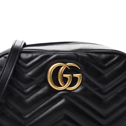 Gucci Calfskin Matelasse Small GG Marmont Chain Shoulder Bag Black 10 of 10