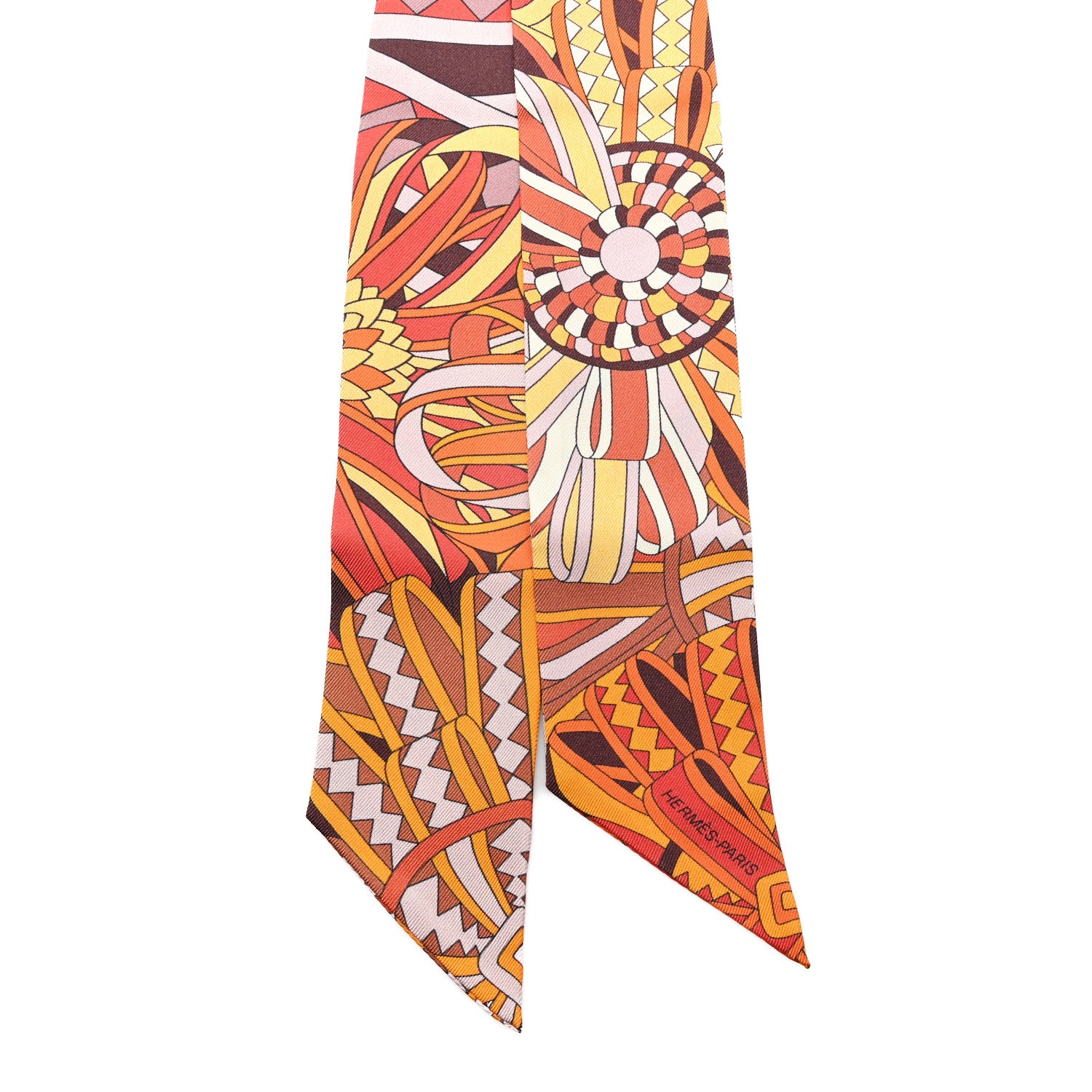 Hermes Silk Les Flots du Cheval Twilly Orange 2 of 3