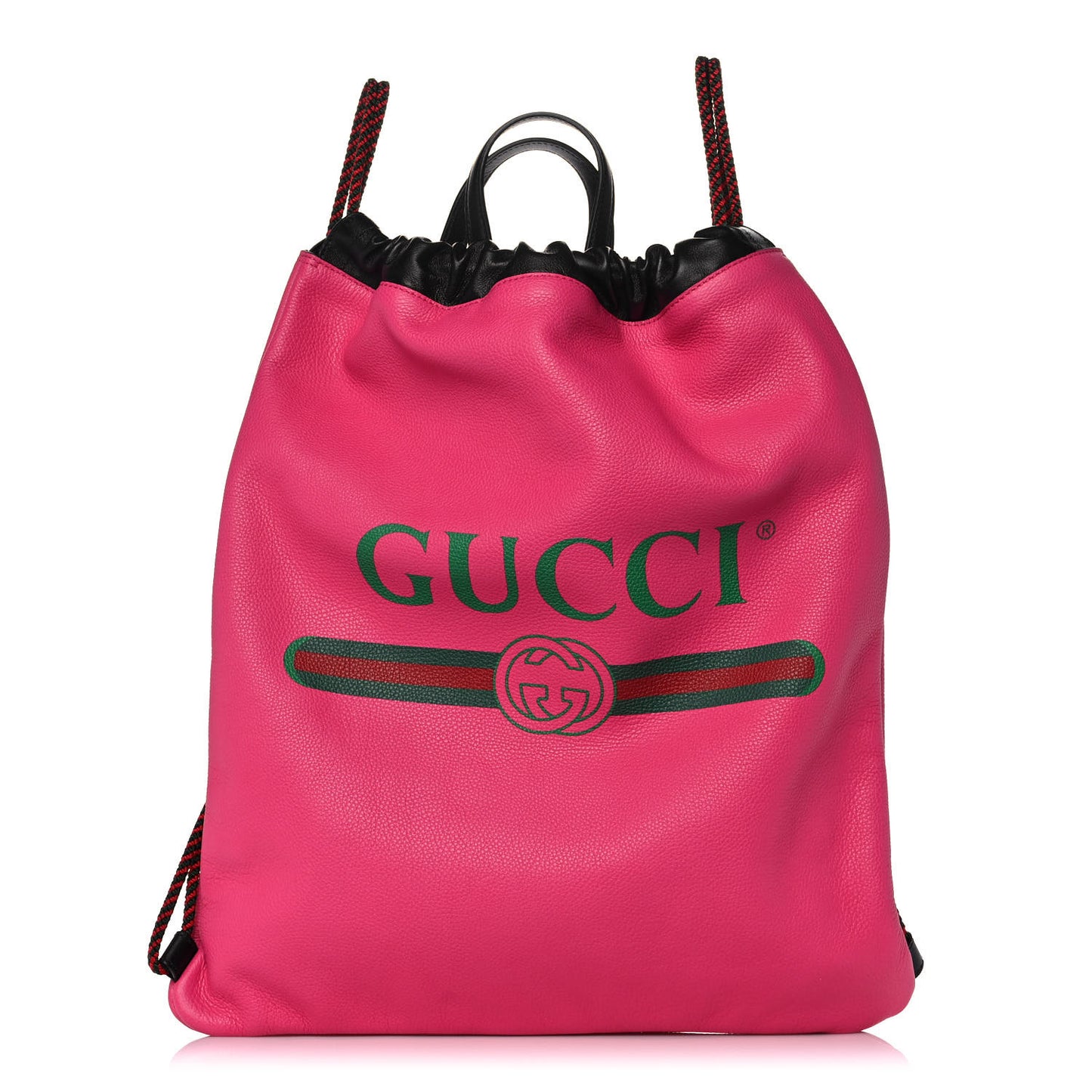 Grained Calfskin Logo Drawstring Backpack Box Pink Green Black