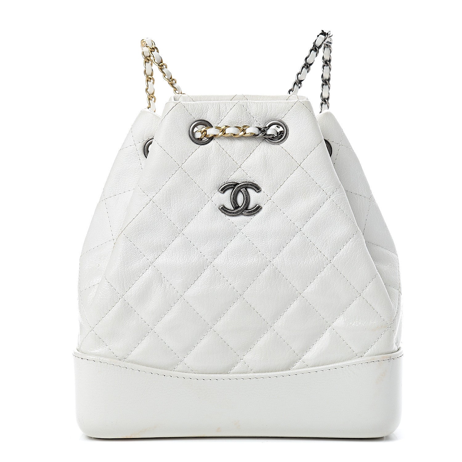 Chanel Patent Goatskin Quilted Small Gabrielle Backpack White 1 of 13