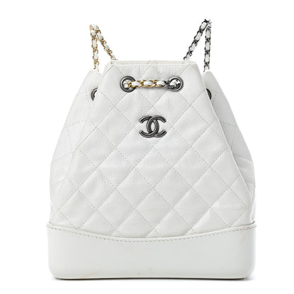 Chanel Patent Goatskin Quilted Small Gabrielle Backpack White 1 of 13