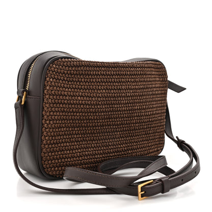 Saint Laurent Raffia Canvas Monogram Lou Camera Bag Dark Chocolate 3 of 13