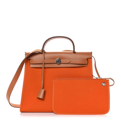 Hermes Vache Hunter Toile Herbag Zip 31 PM Orange 1 of 8