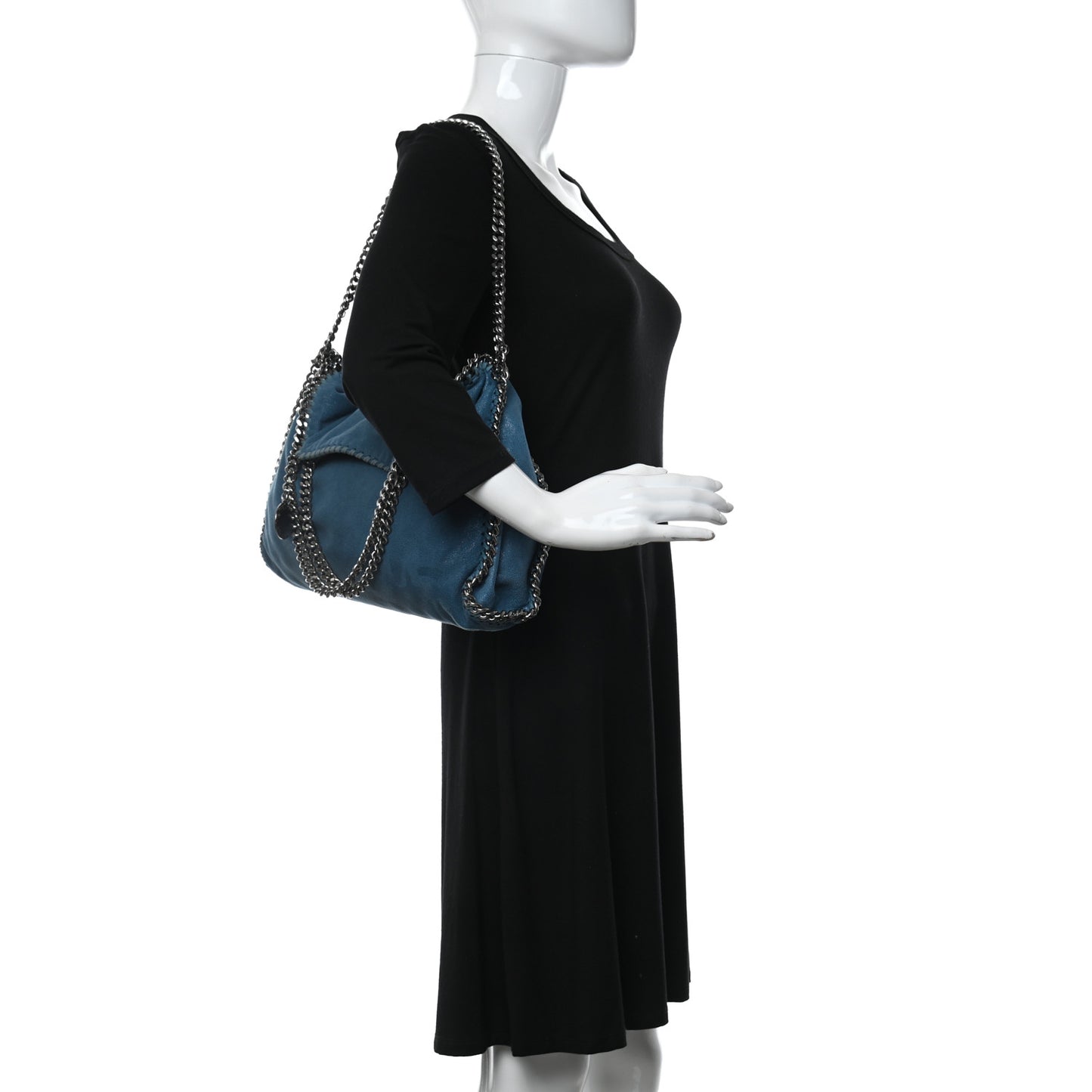 Shaggy Deer Falabella Fold Over Tote Blue