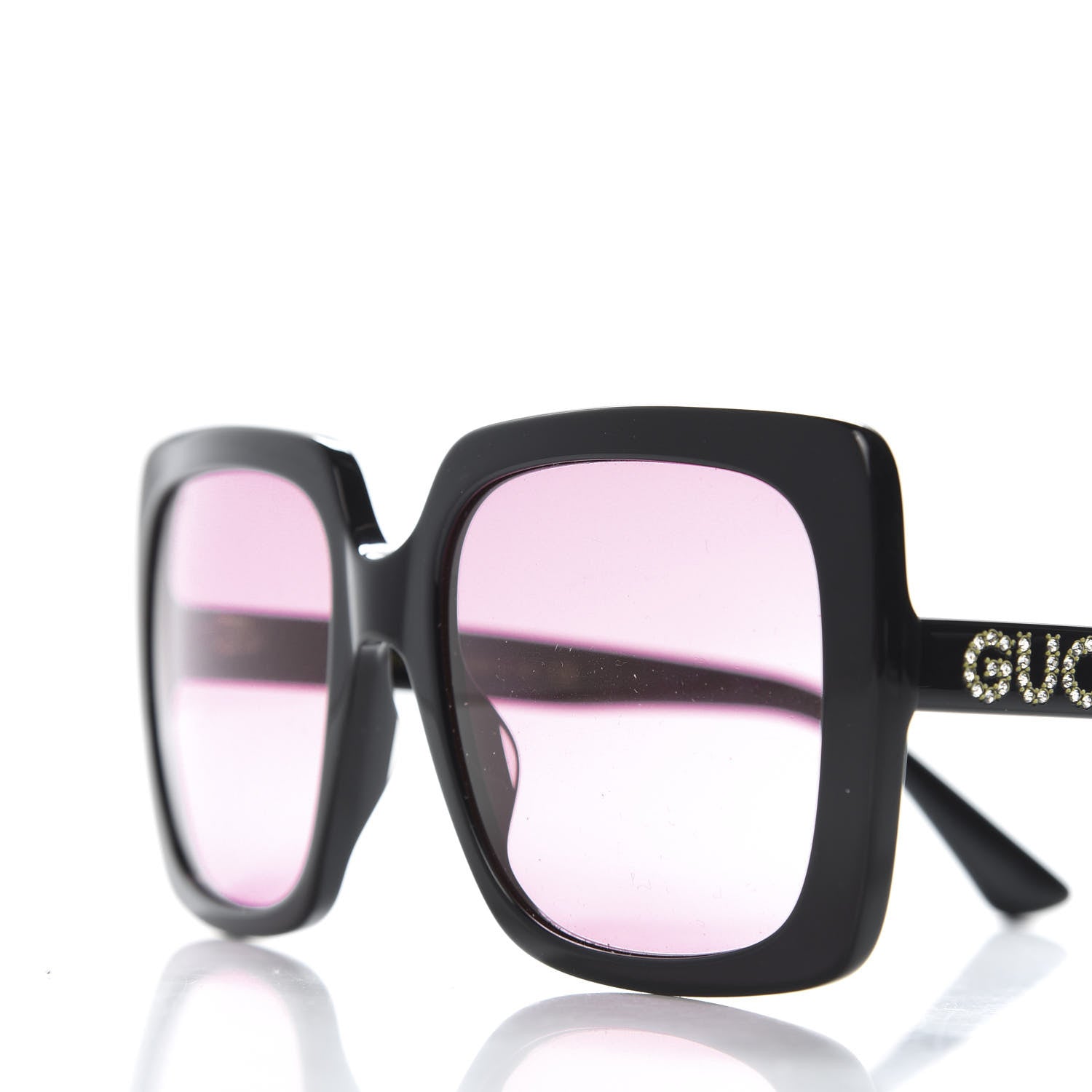 Gucci Crystal Square Frame GG Sunglasses GG0418S Black Pink 7 of 8