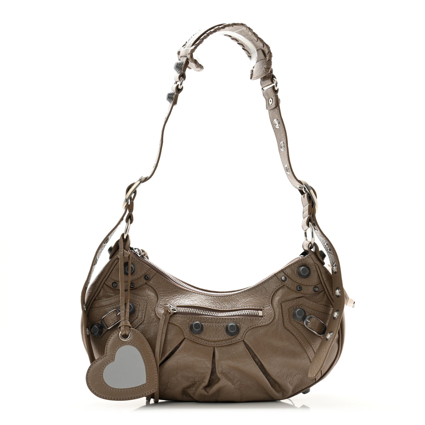 Agneau Arena Small Le Cagole Shoulder Bag Mink Grey